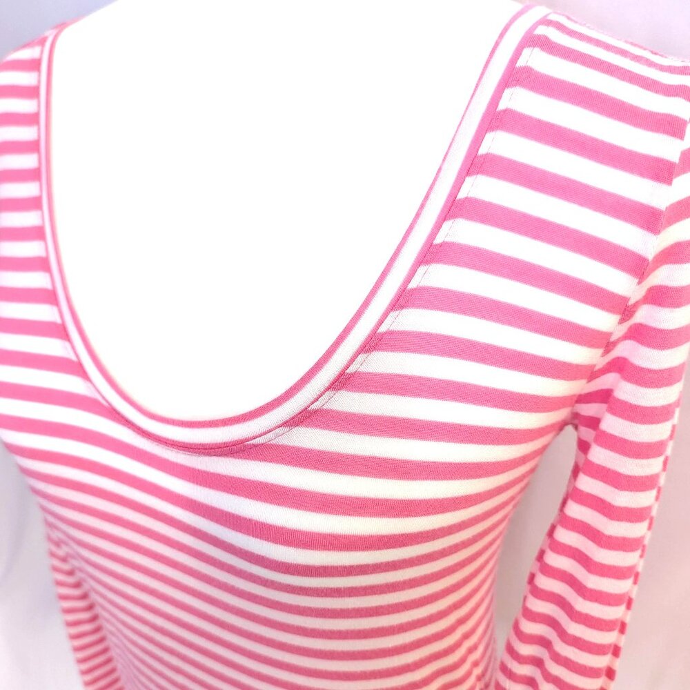 Banana Republic | Modal Mini-Stripe Long-Sleeve Tee Pink & White | Size Small - Picture 5 of 9
